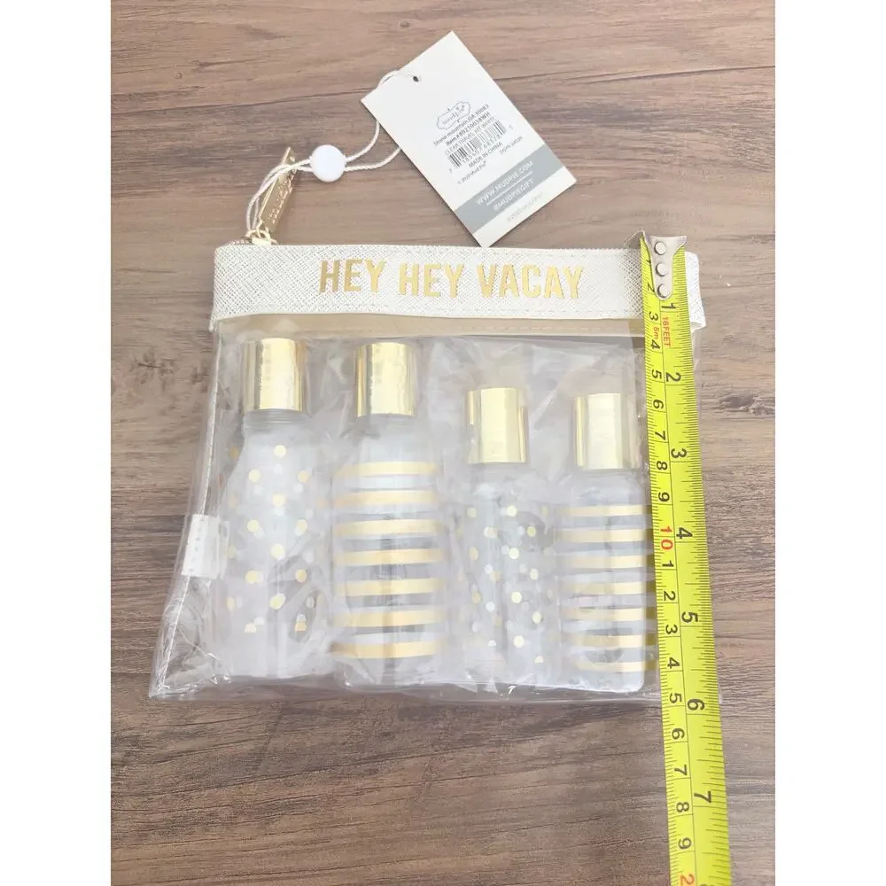 NWT Mud Pie Travel Bundle White “Hey Hey Vacay” Case + “You Glow Girl” Pouch